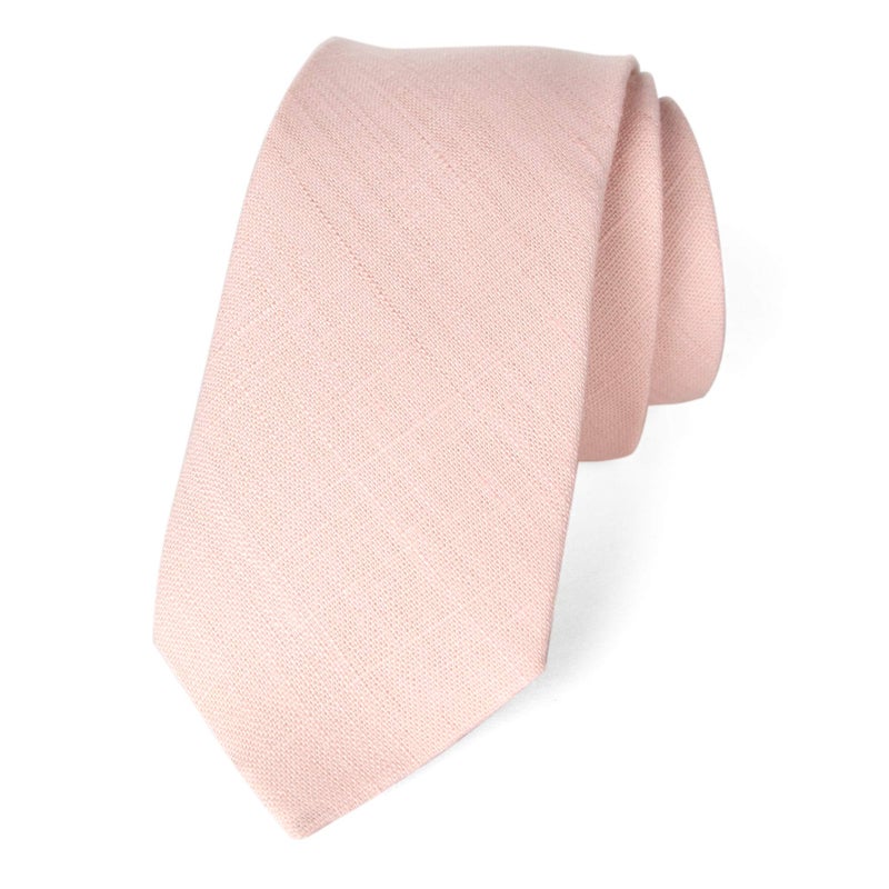 Spring Notion Men's Linen Blend Skinny Necktie Blush Pink - Image 1